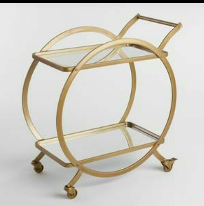 Round Gold Metal Serving Cart AH-149 Moradabad